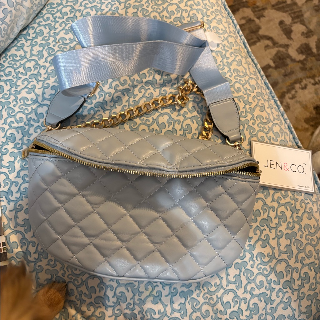 Light Blue Quilted Crossbody Bag